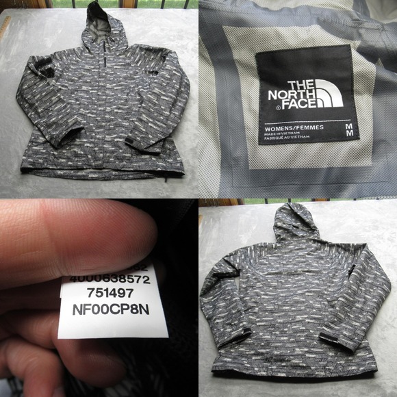 The North Face Rain Jacket Womens‎ Medium Black White Waterproof Novelty Venture - Picture 1 of 16